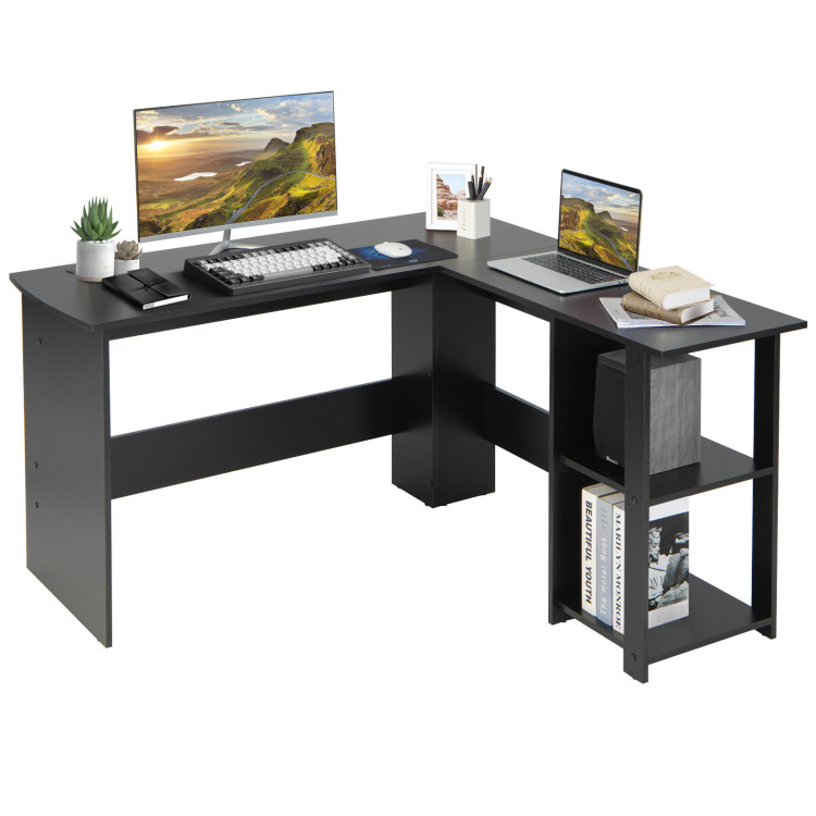 L Shaped Corner Computer Desk with Storage ShelvesCostway Gallery View 8 of 10